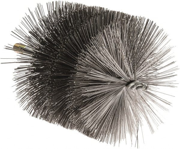 Value Collection - 5-1/2" Diam Helical Steel Tube Brush - 0.02" Filament Diam, 4-1/4" Brush Length, 7-1/2" OAL, 1/2-12 Male Shank - Exact Tooling