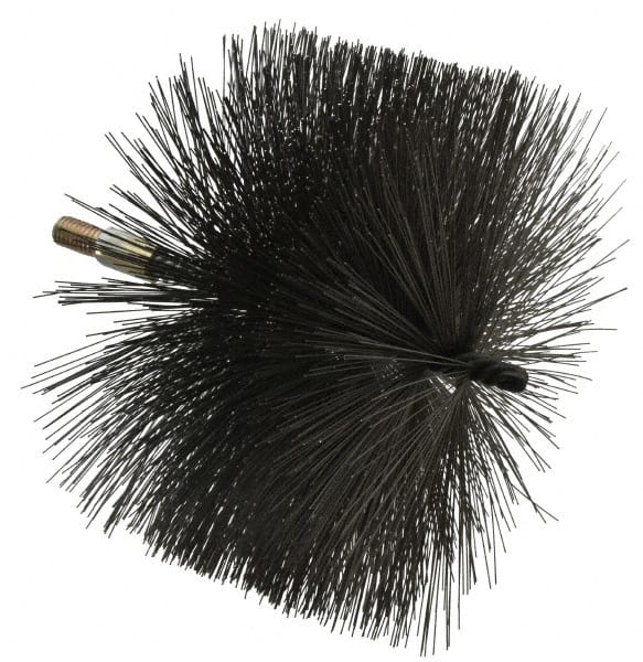 Value Collection - 8" Diam Helical Steel Tube Brush - 0.02" Filament Diam, 4-1/4" Brush Length, 7-1/2" OAL, 1/2-12 Male Shank - Exact Tooling