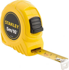 Stanley - 16' x 3/4" Yellow Blade Tape Measure - 1/32 & 1/16" & 1mm Graduation, Inch/Metric Graduation Style, Yellow Case - Exact Tooling