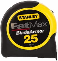 Stanley - 25' x 1-1/4" Yellow Blade Tape Measure - 1/16" Graduation, Inch Graduation Style, Yellow/Black Case - Exact Tooling