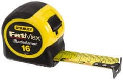 Stanley - 16' x 1-1/4" Yellow Blade Tape Measure - 1/16" Graduation, Inch Graduation Style, Yellow/Black Case - Exact Tooling
