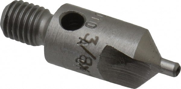 Made in USA - 1-1/8" OAL, 3/8" Head Diam, 2 Flute, 100° Incl Angle, Integral Pilot, Adjustable Stop Countersink - Exact Tooling