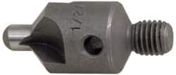 Made in USA - 2-1/2" OAL, 1/2" Head Diam, 3 Flute, 100° Incl Angle, Integral Pilot, Adjustable Stop Countersink - Exact Tooling