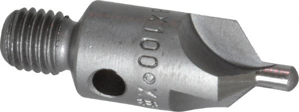 Made in USA - 1-1/8" OAL, 3/8" Head Diam, 3 Flute, 100° Incl Angle, Integral Pilot, Adjustable Stop Countersink - Exact Tooling