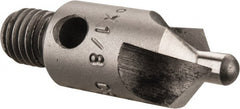 Made in USA - 1-1/8" OAL, 3/8" Head Diam, 3 Flute, 100° Incl Angle, Integral Pilot, Adjustable Stop Countersink - Exact Tooling