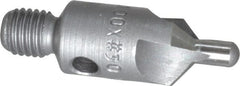 Made in USA - 1-1/8" OAL, 3/8" Head Diam, 3 Flute, 100° Incl Angle, Integral Pilot, Adjustable Stop Countersink - Exact Tooling