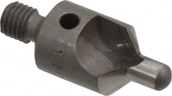 Made in USA - 2-1/2" OAL, 1/2" Head Diam, 2 Flute, 100° Incl Angle, Integral Pilot, Adjustable Stop Countersink - Exact Tooling