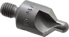 Made in USA - 2-1/2" OAL, 1/2" Head Diam, 3 Flute, 100° Incl Angle, Integral Pilot, Adjustable Stop Countersink - Exact Tooling