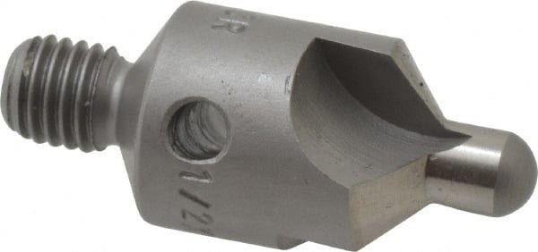 Made in USA - 2-1/2" OAL, 1/2" Head Diam, 3 Flute, 100° Incl Angle, Integral Pilot, Adjustable Stop Countersink - Exact Tooling