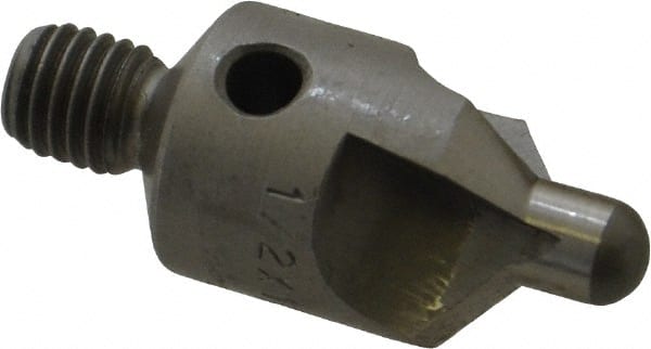 Made in USA - 2-1/2" OAL, 1/2" Head Diam, 3 Flute, 100° Incl Angle, Integral Pilot, Adjustable Stop Countersink - Exact Tooling