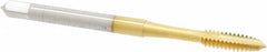 OSG - #6-32 UNC, 2 Flute, TiN Finish, High Speed Steel Spiral Point Tap - Plug Chamfer, Right Hand Thread, 2" OAL, 11/16" Thread Length, 0.141" Shank Diam, 3B Class of Fit, Series 288 - Exact Tooling
