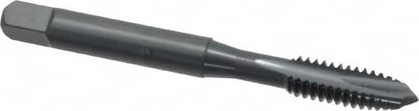 OSG - 1/2-20 UNF, 3 Flute, Oxide Finish, High Speed Steel Spiral Point Tap - Plug Chamfer, Right Hand Thread, 3-3/8" OAL, 1-21/32" Thread Length, 0.367" Shank Diam, 3B Class of Fit - Exact Tooling