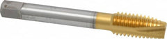 OSG - 1/2-13 UNC, 3 Flute, TiN Finish, High Speed Steel Spiral Point Tap - Plug Chamfer, Right Hand Thread, 3-3/8" OAL, 1-21/32" Thread Length, 0.367" Shank Diam, 2B Class of Fit, Series 288 - Exact Tooling