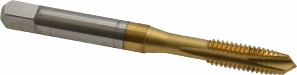 OSG - M6x1.00 Metric Coarse, 3 Flute, TiN Finish, High Speed Steel Spiral Point Tap - Plug Chamfer, Right Hand Thread, 2-1/2" OAL, 1" Thread Length, 0.255" Shank Diam, 6H Class of Fit, Series 288 - Exact Tooling