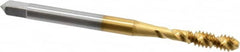 OSG - #6-32 UNC 2 Flute 2B Bottoming Spiral Flute Tap - High Speed Steel, TiN Finish, 2" OAL, Right Hand Flute, Right Hand Thread - Exact Tooling