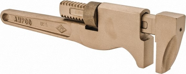 Ampco - 12" Aluminum Bronze Alloy Monkey Wrench - 2-1/4" Pipe Capacity - Exact Tooling