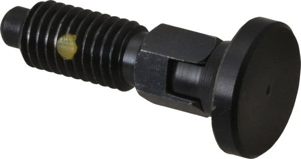 Gibraltar - M10x1.5, 20mm Thread Length, 0.236" Max Plunger Diam, 0.22 Lb Init to 2.02 Lb Final End Force, Locking Knob Handle Plunger - Delrin Knob, 0.98" Body Length, 0.79" Length Under Head/Shoulder, 0.196" Plunger Projection - Exact Tooling