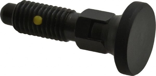 Gibraltar - M12x1.75, 25mm Thread Length, 0.314" Max Plunger Diam, 0.56 Lb Init to 1.8 Lb Final End Force, Locking Knob Handle Plunger - Delrin Knob, 1.2" Body Length, 0.98" Length Under Head/Shoulder, 0.236" Plunger Projection - Exact Tooling