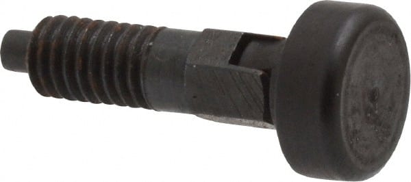 Gibraltar - M6x1.0, 13mm Thread Length, 0.118" Max Plunger Diam, 0.11 Lb Init to 0.34 Lb Final End Force, Locking Knob Handle Plunger - Delrin Knob, 0.63" Body Length, 1/2" Length Under Head/Shoulder, 0.118" Plunger Projection - Exact Tooling