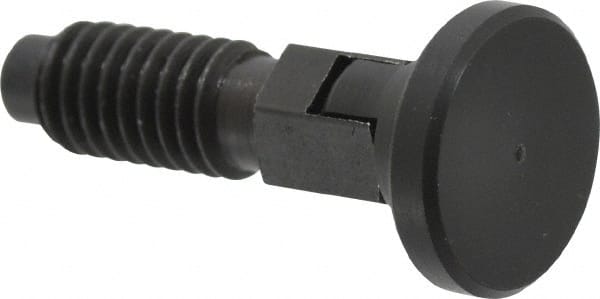 Gibraltar - 3/8-16, 1/4" Max Plunger Diam, 0.25 Lb Init to 2 Lb Final End Force, Locking Knob Handle Plunger - Delrin Knob, 0.94" Body Length, 3/4" Length Under Head/Shoulder, 0.18" Plunger Projection - Exact Tooling
