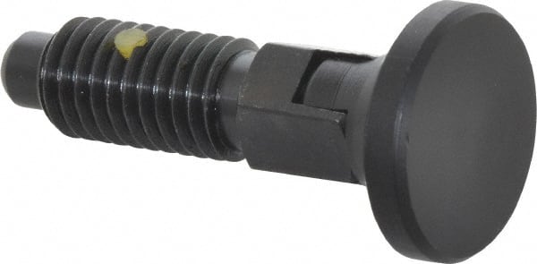 Gibraltar - 1/2-13, 0.31" Max Plunger Diam, 0.5 Lb Init to 1.75 Lb Final End Force, Locking Knob Handle Plunger - Delrin Knob, 1-1/4" Body Length, 1" Length Under Head/Shoulder, 1/4" Plunger Projection - Exact Tooling