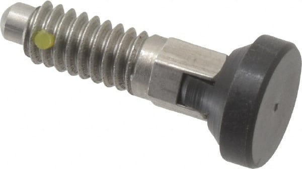 Gibraltar - 1/4-20, 0.16" Max Plunger Diam, 0.12 Lb Init to 0.36 Lb Final End Force, Locking Knob Handle Plunger - Delrin Knob, 0.63" Body Length, 1/2" Length Under Head/Shoulder, 0.13" Plunger Projection - Exact Tooling