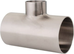 VNE - 2-1/2 x 2-1/2 x 1-1/2", Weld Style, Sanitary Stainless Steel Pipe Tee - Butt Weld x Butt Weld x Butt Weld Connection, Grade 304 - Exact Tooling