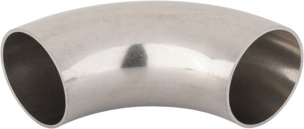VNE - 2", Unpolished Style, Sanitary Stainless Steel Pipe 90° Elbow - Butt Weld x Butt Weld Connection, Grade 316L - Exact Tooling