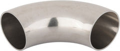 VNE - 2", Unpolished Style, Sanitary Stainless Steel Pipe 90° Elbow - Butt Weld x Butt Weld Connection, Grade 316L - Exact Tooling