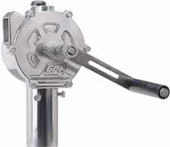 GPI - 3/4" Outlet, 10 GPM, Aluminum Hand Operated Rotary Pump - For 15, 30 & 55 Gal Drums, For Diesel Fuel, Kerosene, Medium Weight Oils & Gasoline - Exact Tooling