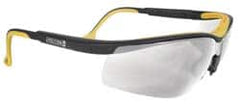 DeWALT - Clear Lenses, Framed Safety Glasses - Anti-Fog, Scratch Resistant, Black/Yellow Plastic Frame, Adjustable Temples, Size Universal, Wrap Around - Exact Tooling