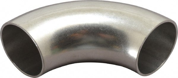 VNE - 1-1/2", Unpolished Style, Sanitary Stainless Steel Pipe 90° Elbow - Butt Weld x Butt Weld Connection, Grade 304 - Exact Tooling