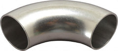 VNE - 1-1/2", Unpolished Style, Sanitary Stainless Steel Pipe 90° Elbow - Butt Weld x Butt Weld Connection, Grade 304 - Exact Tooling