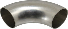VNE - 2", Unpolished Style, Sanitary Stainless Steel Pipe 90° Elbow - Butt Weld x Butt Weld Connection, Grade 304 - Exact Tooling