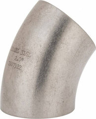 VNE - 2", Unpolished Style, Sanitary Stainless Steel Pipe 45° Elbow - Butt Weld x Butt Weld Connection, Grade 316L - Exact Tooling