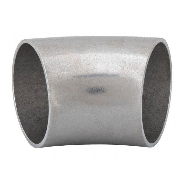 VNE - 1-1/2", Unpolished Style, Sanitary Stainless Steel Pipe 45° Elbow - Butt Weld x Butt Weld Connection, Grade 304 - Exact Tooling