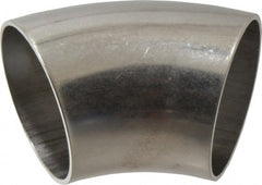 VNE - 2", Unpolished Style, Sanitary Stainless Steel Pipe 45° Elbow - Butt Weld x Butt Weld Connection, Grade 304 - Exact Tooling