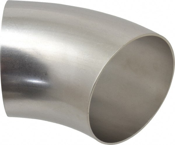 VNE - 4", Unpolished Style, Sanitary Stainless Steel Pipe 45° Elbow - Butt Weld x Butt Weld Connection, Grade 304 - Exact Tooling