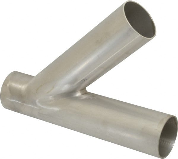 VNE - 2", Unpolished Style, Sanitary Stainless Steel Pipe 45° Lateral - Butt Weld x Butt Weld x Butt Weld Connection, Grade 304 - Exact Tooling