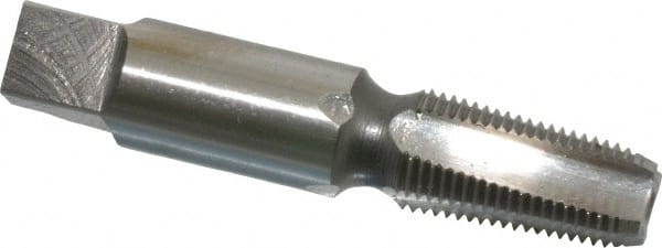 Interstate - 1/8-27 NPT Thread, 4 Flute Standard Pipe Tap - 2-1/8" OAL, 3/4" Thread Length, 7/16" Shank Diam, Bright Finish, High Speed Steel - Exact Tooling