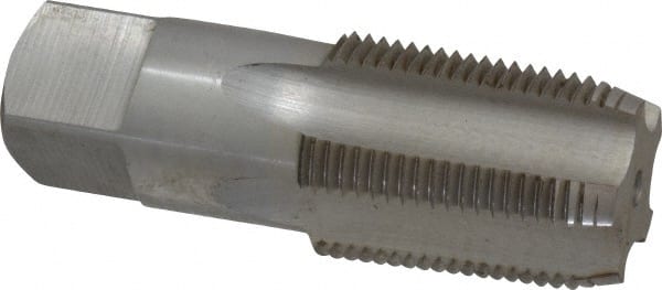 Interstate - 1 - 11-1/2 NPT Thread, 5 Flute Standard Pipe Tap - 3-1/4" OAL, 1-3/4" Thread Length, 1-1/8" Shank Diam, Bright Finish, High Speed Steel - Exact Tooling
