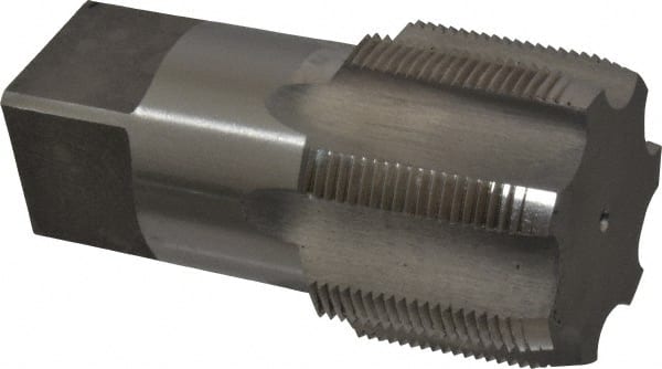 Interstate - 2 - 11-1/2 NPT Thread, 7 Flute Standard Pipe Tap - 4-1/2" OAL, 1-3/4" Thread Length, 1-7/8" Shank Diam, Bright Finish, High Speed Steel - Exact Tooling
