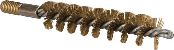 Value Collection - 1" Diam Helical Brass Tube Brush - 0.012" Filament Diam, 4-1/4" Brush Length, 7-1/2" OAL, 1/2-12 Male Shank - Exact Tooling