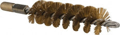 Value Collection - 1-1/4" Diam Helical Brass Tube Brush - 0.012" Filament Diam, 4-1/4" Brush Length, 7-1/2" OAL, 1/2-12 Male Shank - Exact Tooling