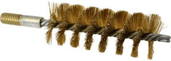 Value Collection - 1-3/4" Diam Helical Brass Tube Brush - 0.012" Filament Diam, 4-1/4" Brush Length, 7-1/2" OAL, 1/2-12 Male Shank - Exact Tooling
