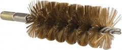 Value Collection - 2" Diam Helical Brass Tube Brush - Single Spiral, 0.012" Filament Diam, 4-1/4" Brush Length, 7-1/2" OAL, 1/2-12 Male Shank - Exact Tooling