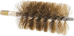 Value Collection - 2-1/2" Diam Helical Brass Tube Brush - 0.014" Filament Diam, 4-1/4" Brush Length, 7-1/2" OAL, 1/2-12 Male Shank - Exact Tooling