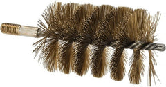 Value Collection - 3" Diam Helical Brass Tube Brush - 0.016" Filament Diam, 4-1/4" Brush Length, 7-1/2" OAL, 1/2-12 Male Shank - Exact Tooling