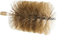 Value Collection - 3-1/2" Diam Helical Brass Tube Brush - 0.016" Filament Diam, 4-1/4" Brush Length, 7-1/2" OAL, 1/2-12 Male Shank - Exact Tooling