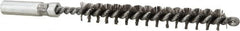 Value Collection - 5/16" Diam Helical Stainless Steel Tube Brush - 0.006" Filament Diam, 2-3/8" Brush Length, 4" OAL, 3/16-24 Female Shank - Exact Tooling